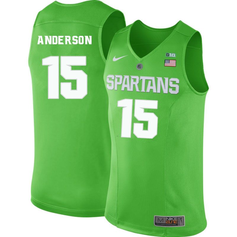 Men #15 Alan Anderson Michigan State Spartans College Basketball Jerseys-Apple Green